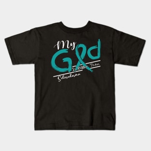 Scleroderma Awareness My God Is Stronger - In This Family No One Fights Alone Kids T-Shirt